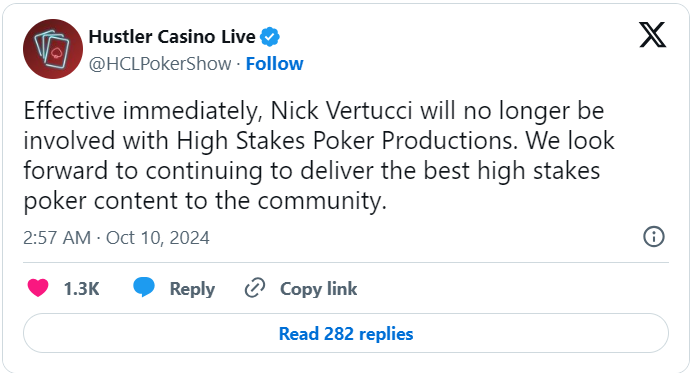 性骚扰事件发酵，Nick Vertucci被迫退出Hustler Casino Live