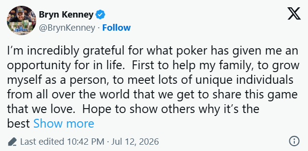 Kenney在X上发的一段话